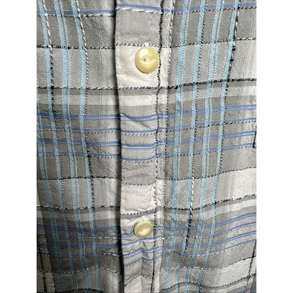 Tommy Bahama Silk Blend Plaid Textured Short Sleeve Button Down Shirt Size XL - Picture 6 of 9